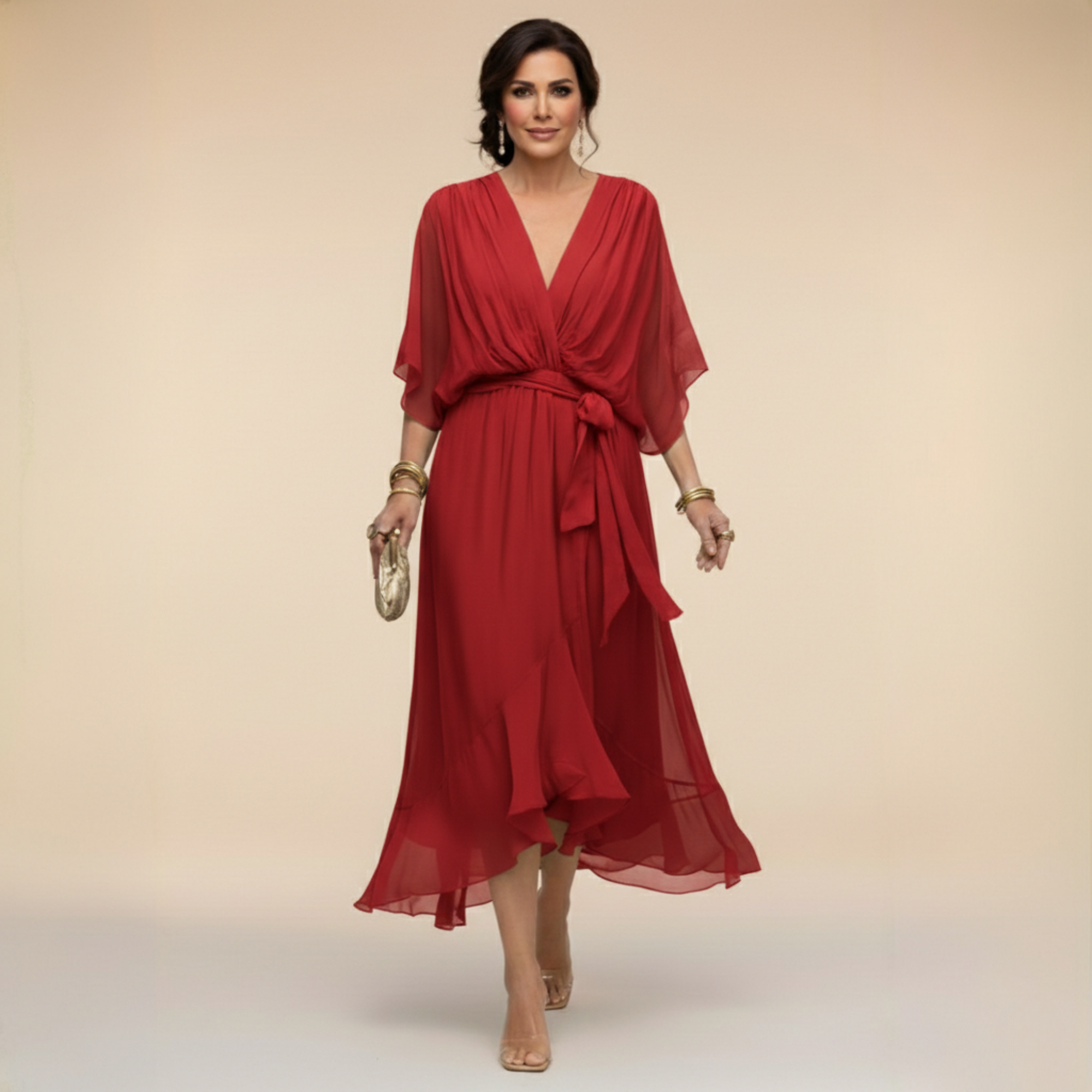 Rossella — Vestido de Chifón con Escote V