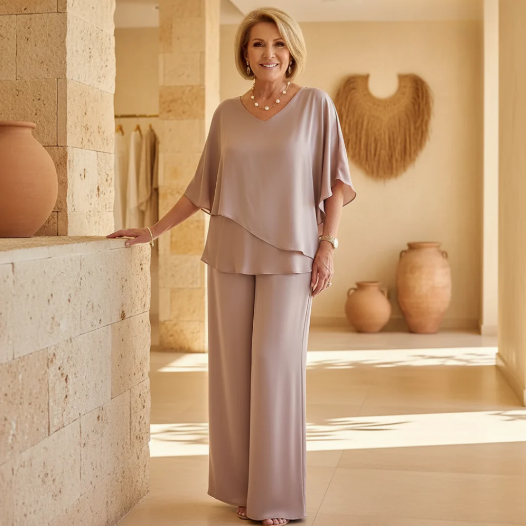 Martha • Conjunto de dos piezas con pantalón de pierna ancha