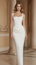 Selena | Vestido maxi de escote cuadrado