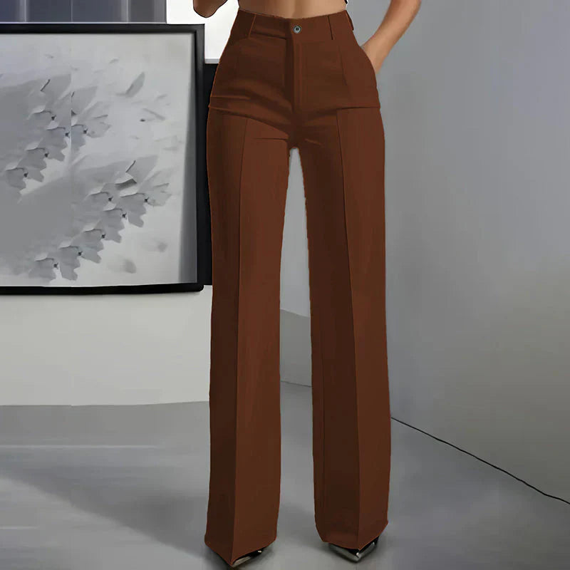 Emma | Pantalones de tiro alto de corte recto y elegante