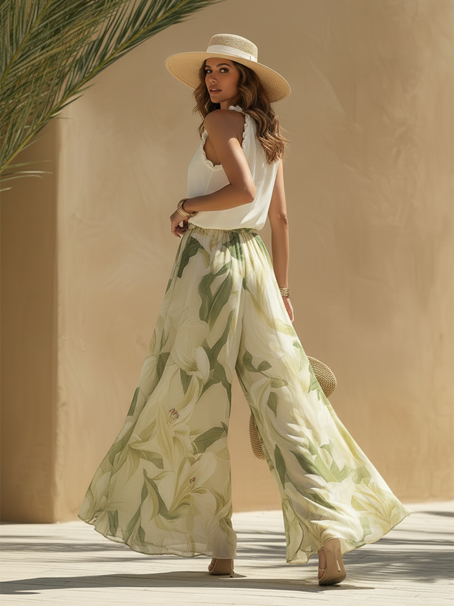 Livia | Conjunto fluido con estampado de lirios y diseño elegante