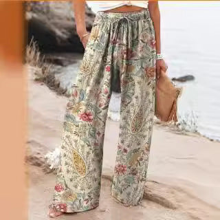Pantalones anchos con estampado floral