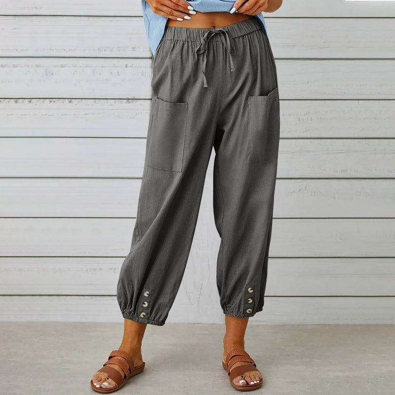 Pantalones cortos de algodón y lino