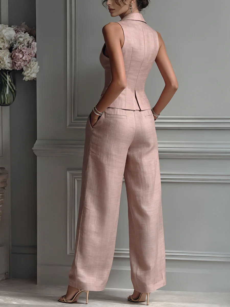 Conjunto de dos piezas con cuello en V y botones