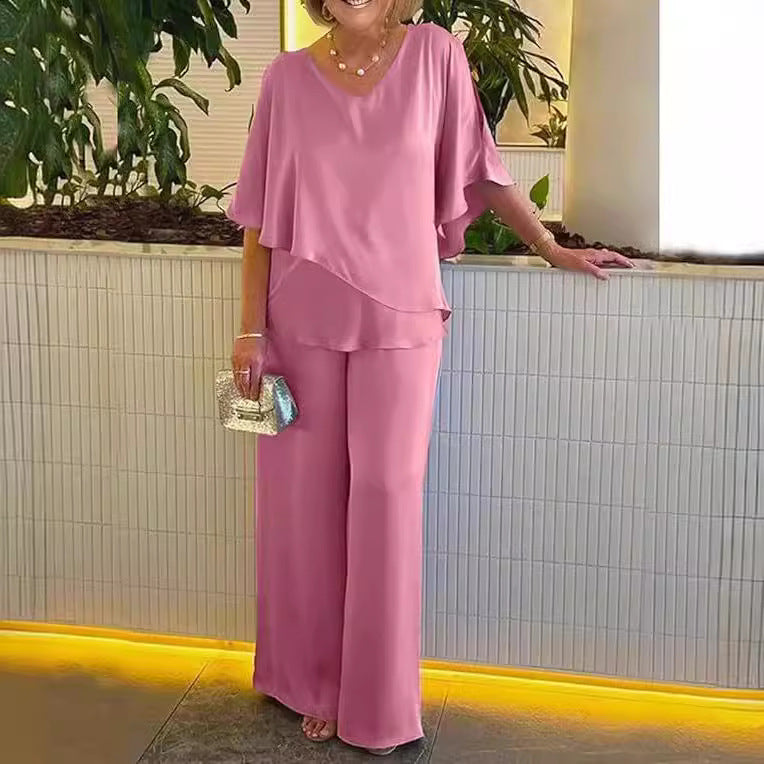 Martha • Conjunto de dos piezas con pantalón de pierna ancha