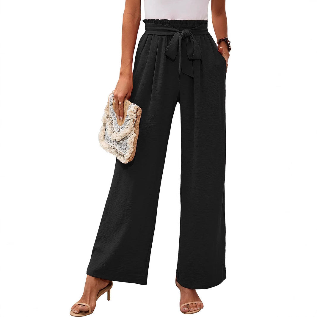 Pantalones de cintura alta y pierna ancha