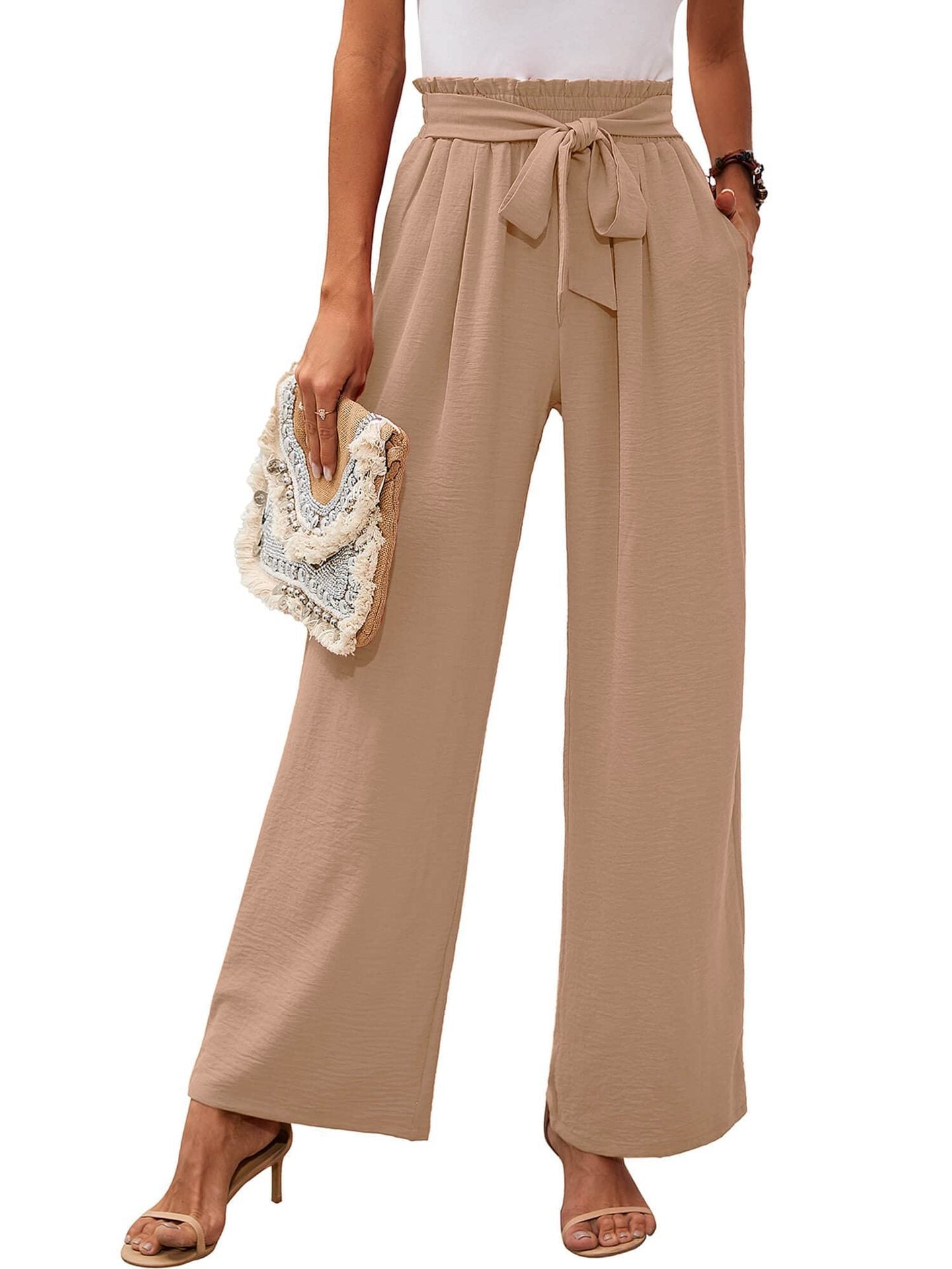 Pantalones de cintura alta y pierna ancha