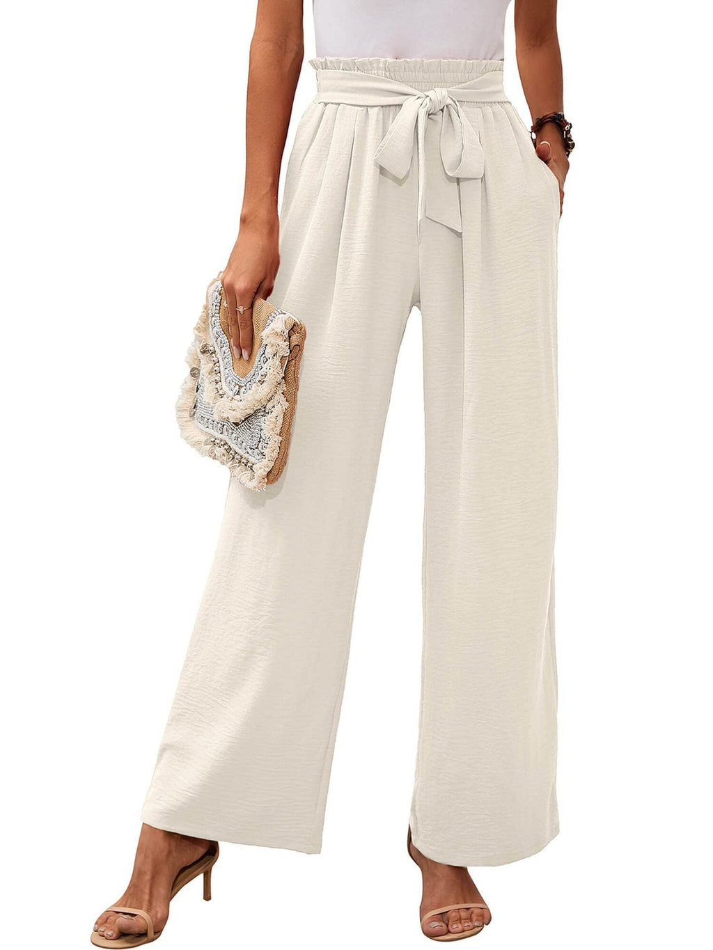 Pantalones de cintura alta y pierna ancha