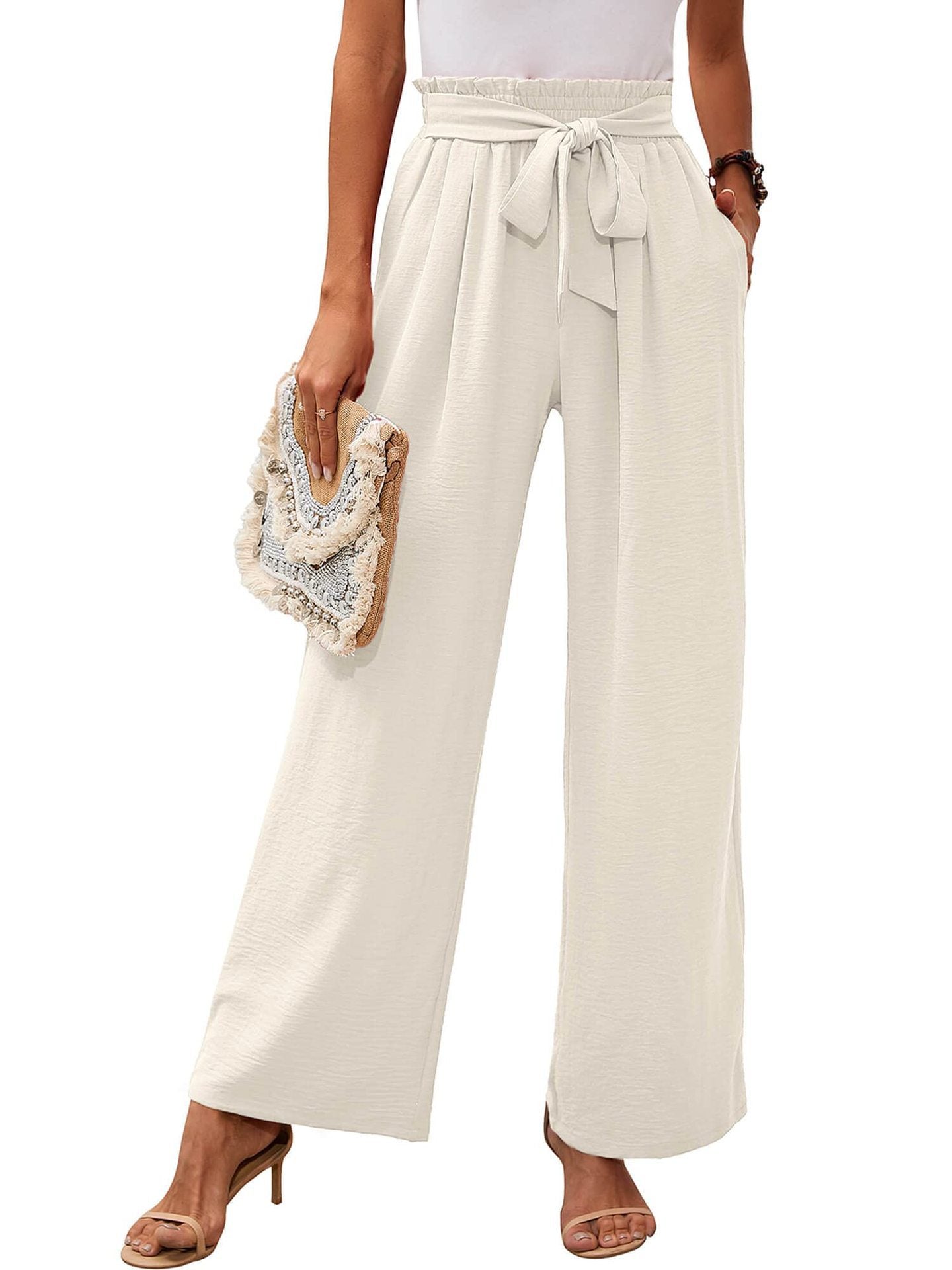 Pantalones de cintura alta y pierna ancha