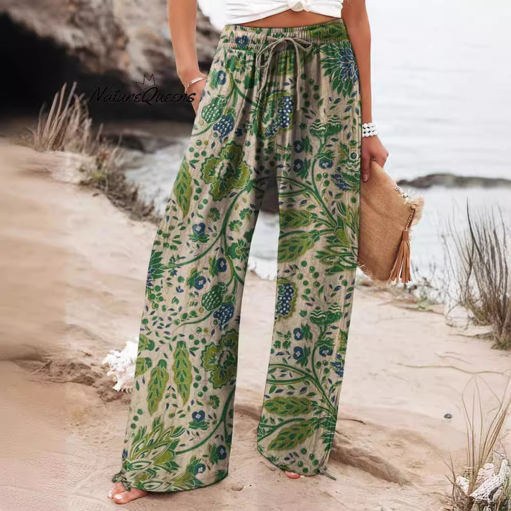 Pantalones anchos con estampado floral