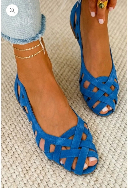 Cross-Border Hollow Bird's Nest Sandals for Women, Summer Fashion Flat Hollow Breathable Clogs, Non-Slip Beach Fashion Shoes