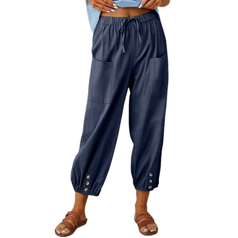 Pantalones cortos de algodón y lino
