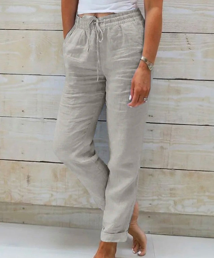 Pantalones ligeros de lino para mujer: transpirables y cómodos