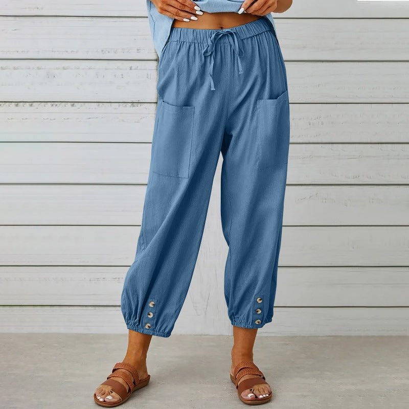Pantalones cortos de algodón y lino