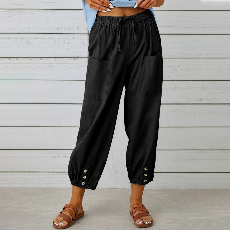 Pantalones cortos de algodón y lino
