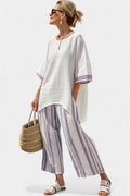 Allegra • Camiseta cómoda y pantalones de bambú a rayas