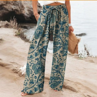 Pantalones anchos con estampado floral