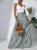 Pantalones anchos con estampado floral, ligeros y de cintura alta