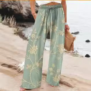 Pantalones anchos con estampado floral