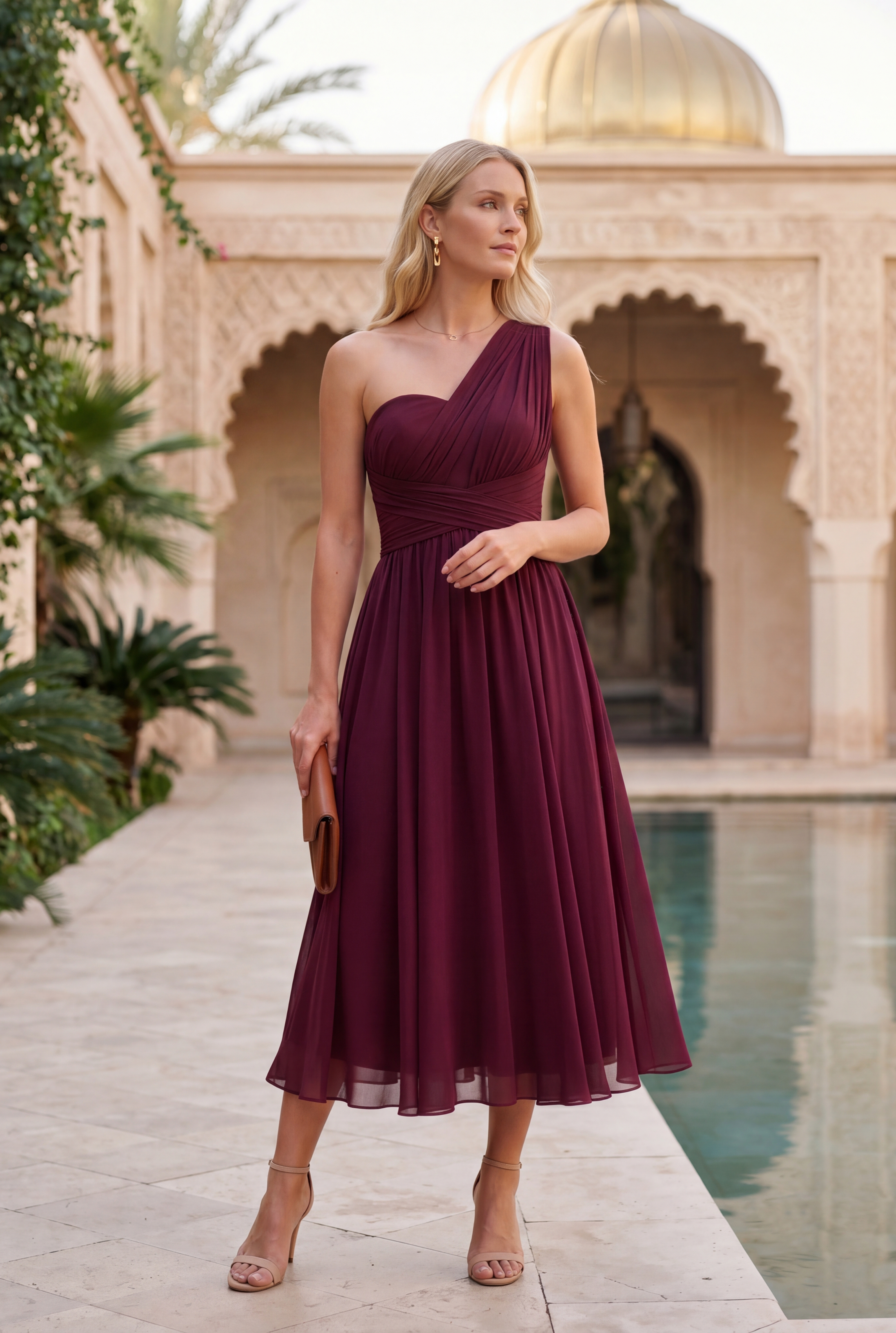 Vestido Gema™ | Azul marino con falda asimétrica y múltiples formas de llevar