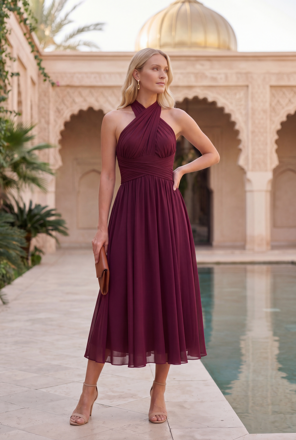 Vestido Gema™ | Azul marino con falda asimétrica y múltiples formas de llevar