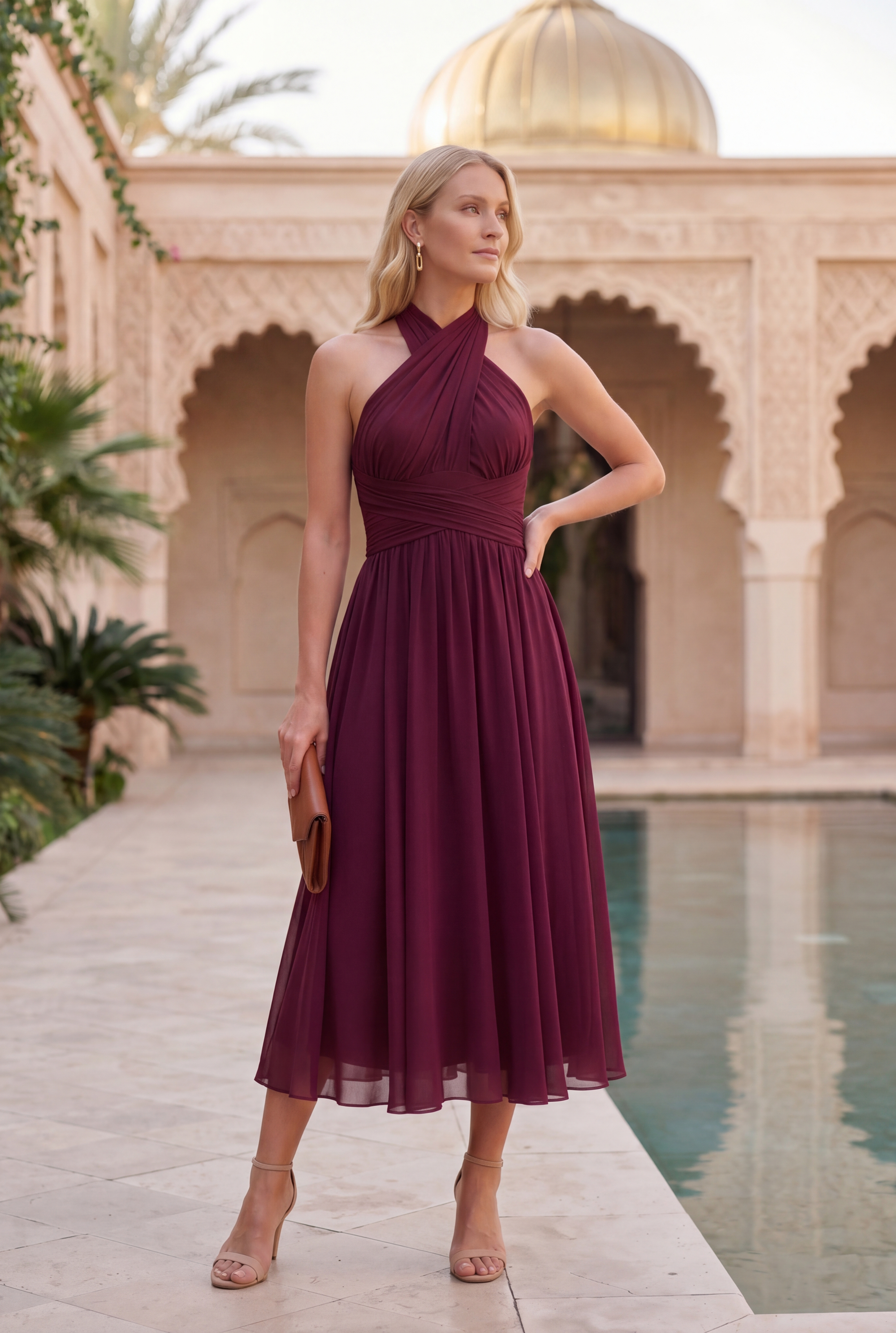Vestido Gema™ | Azul marino con falda asimétrica y múltiples formas de llevar