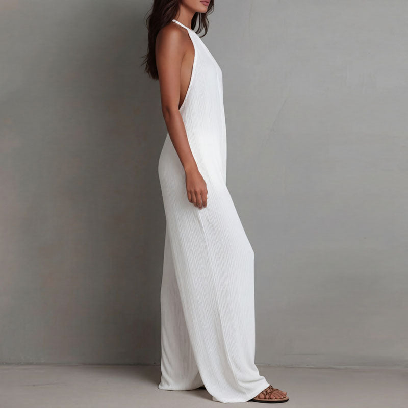 Elena • Mono halter plisado de pierna ancha
