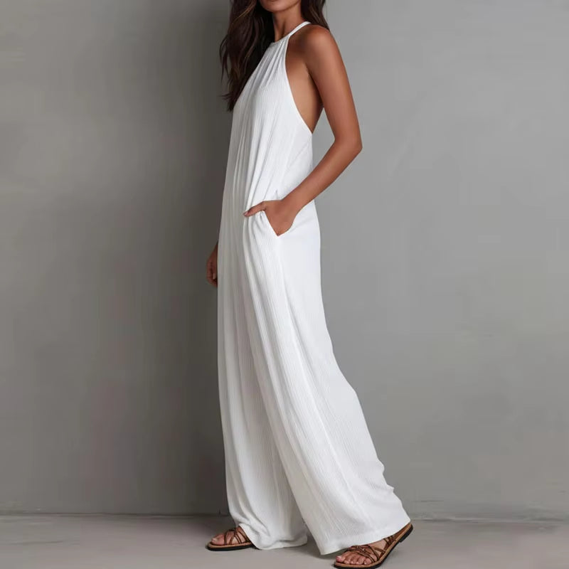 Elena • Mono halter plisado de pierna ancha