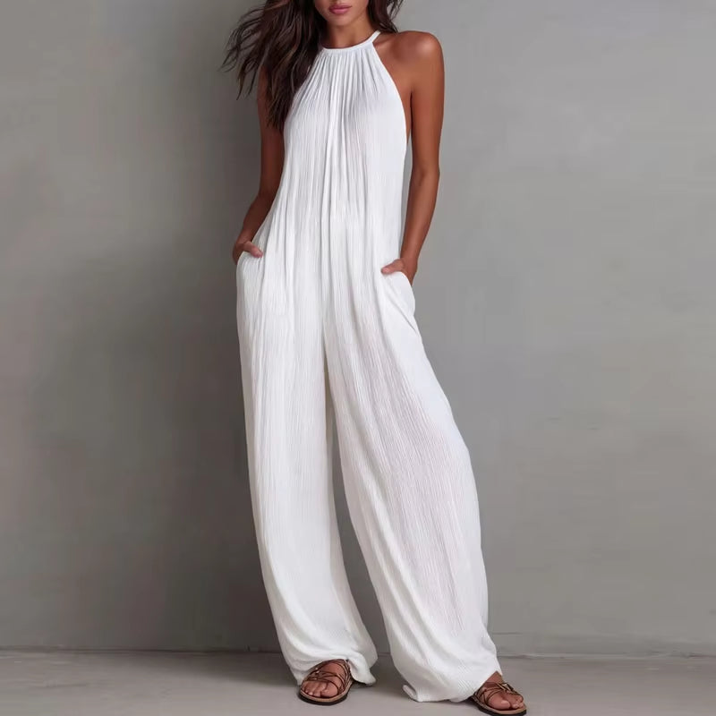 Elena • Mono halter plisado de pierna ancha