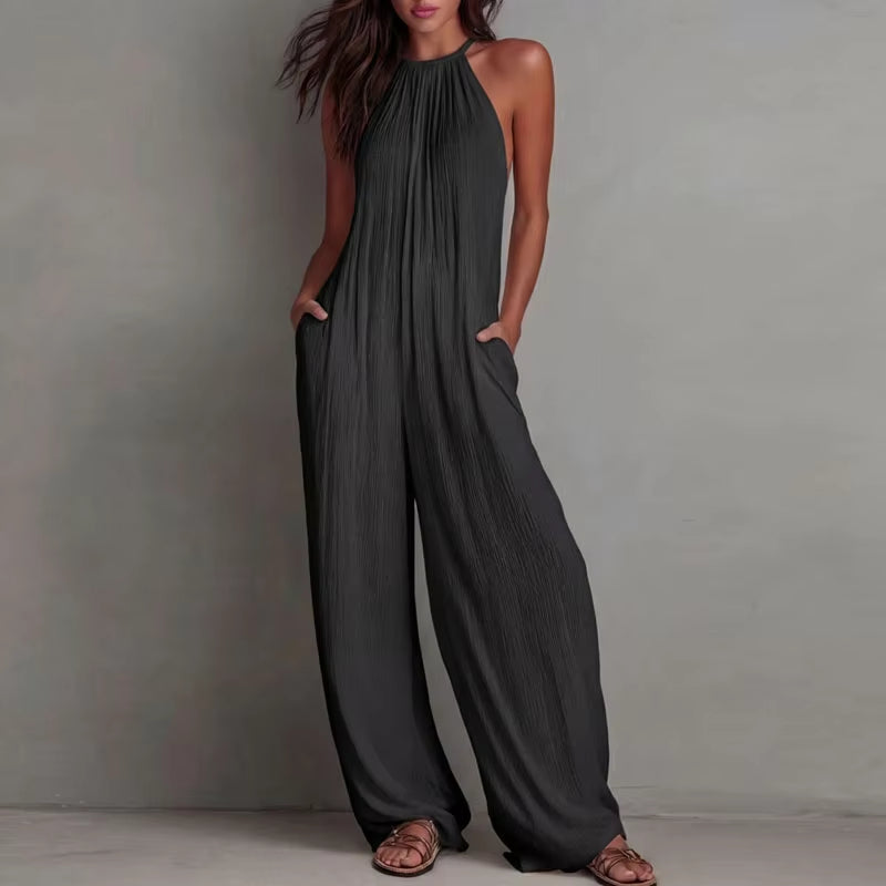 Elena • Mono halter plisado de pierna ancha