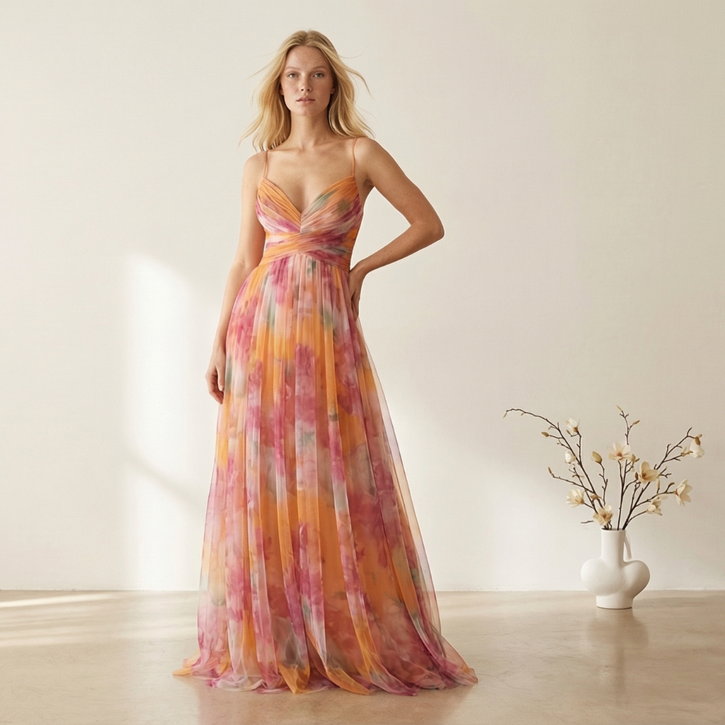 Ana | Elegancia floral en un vestido largo