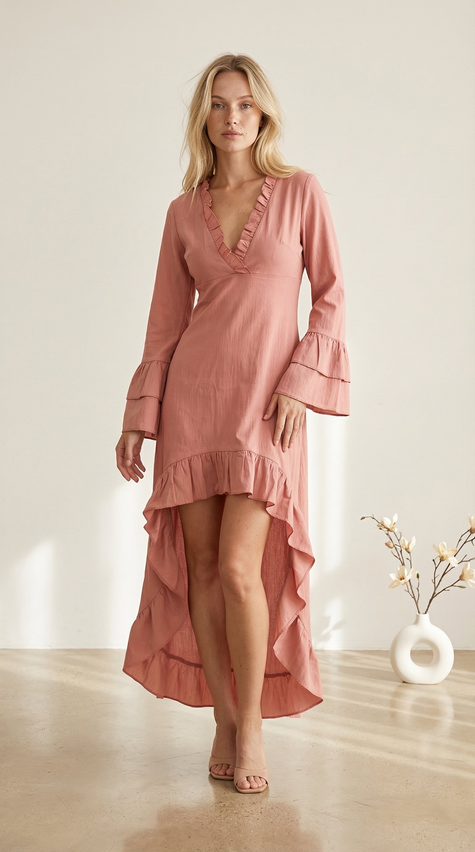 Catalina - Vestido bohemio con volantes y dobladillo