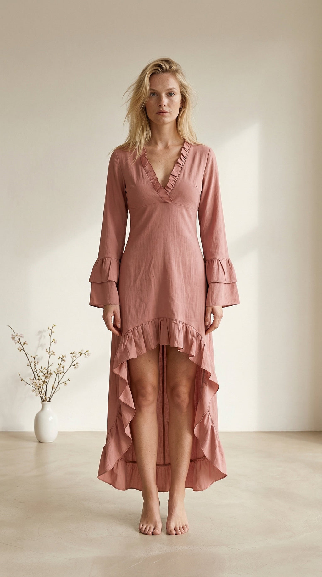 Catalina - Vestido bohemio con volantes y dobladillo
