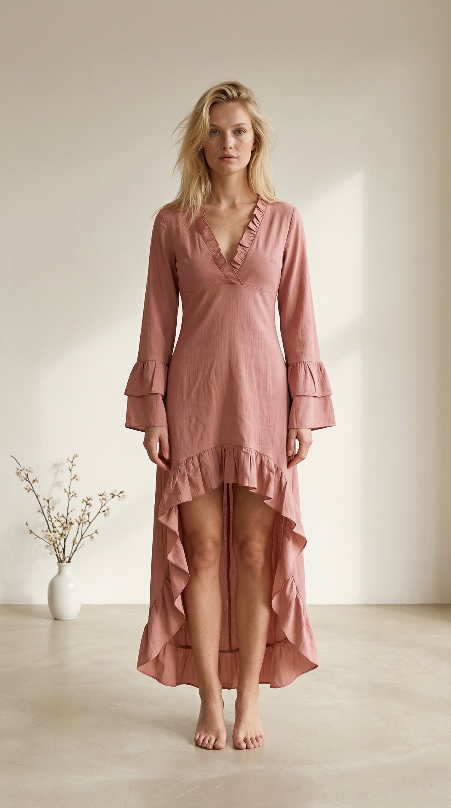 Catalina - Vestido bohemio con volantes y dobladillo
