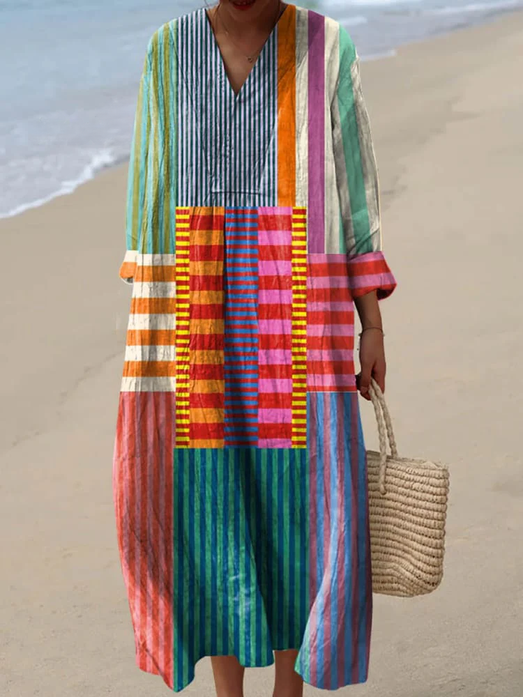 Lola - Vestido de Estampado Geométrico Retro