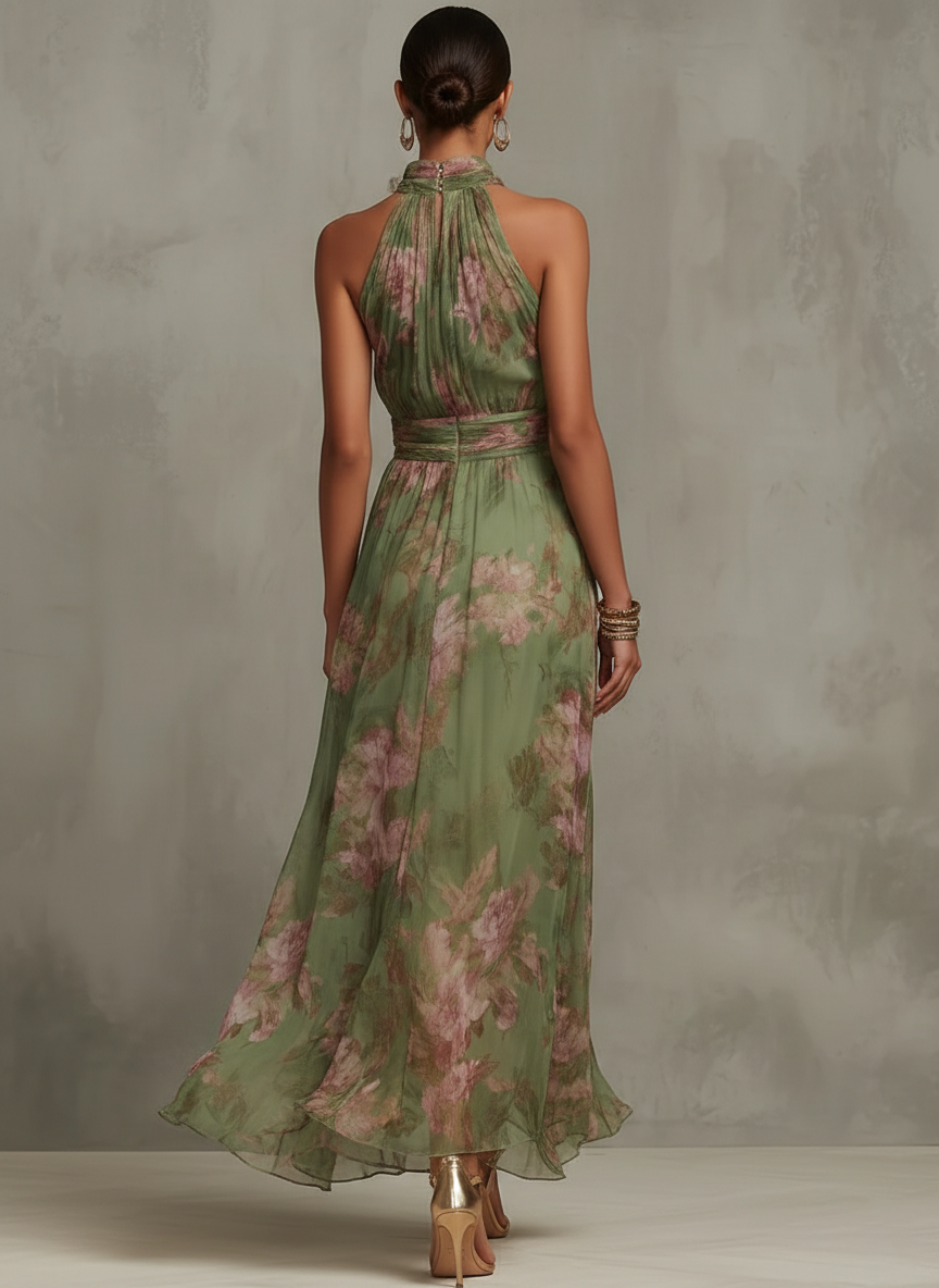 Livia | Elegante Vestido Maxi Halter Floral
