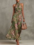 Livia | Elegante Vestido Maxi Halter Floral