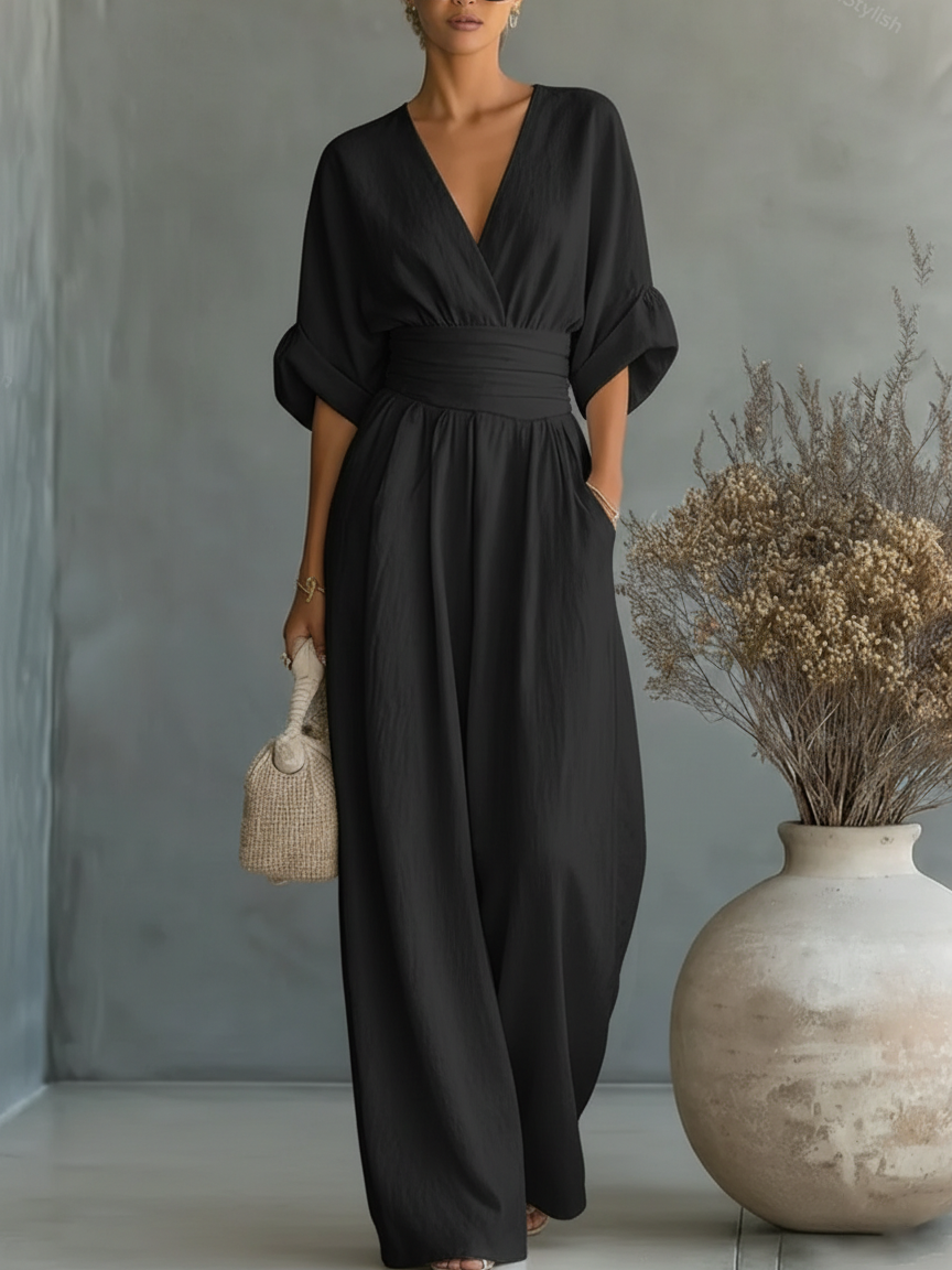 Essential • Mono elegante con escote en V y talle alto