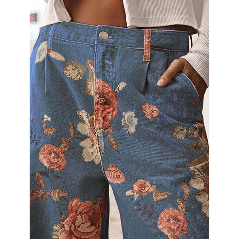Pantalones informales con estampado floral
