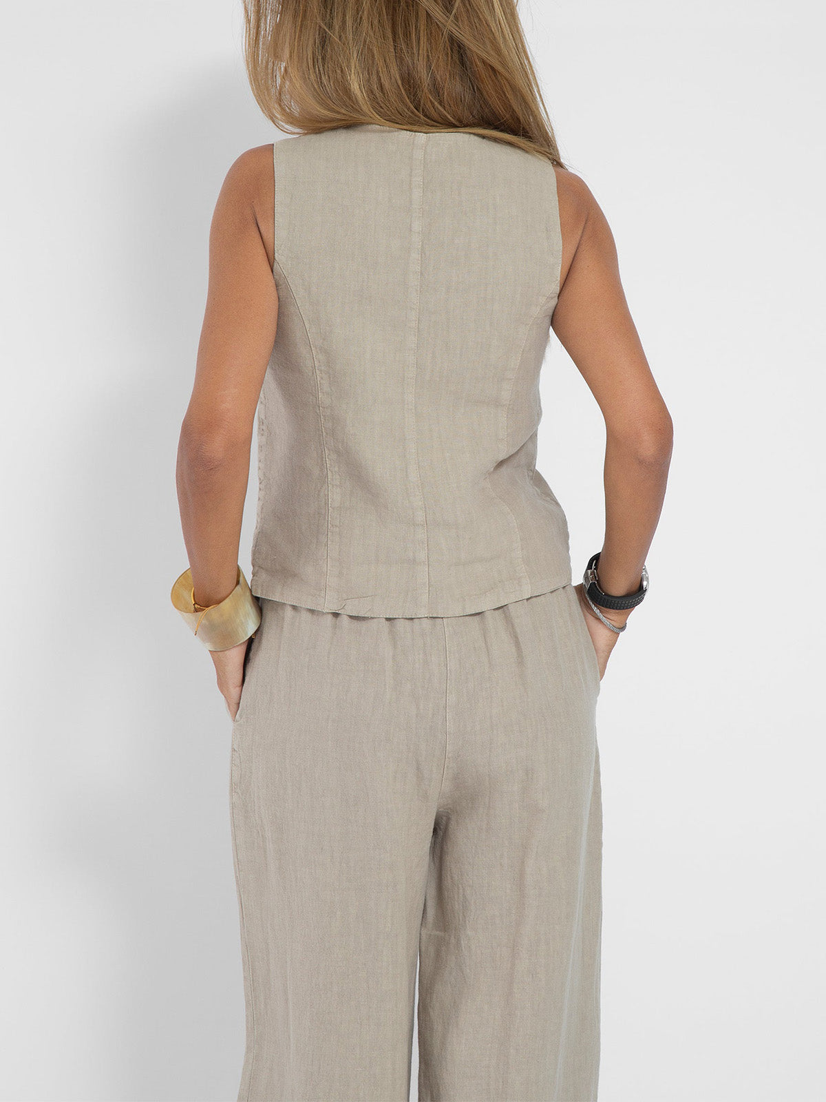 Aira • Conjunto elegante de dos piezas con chaleco y pantalón de pierna ancha