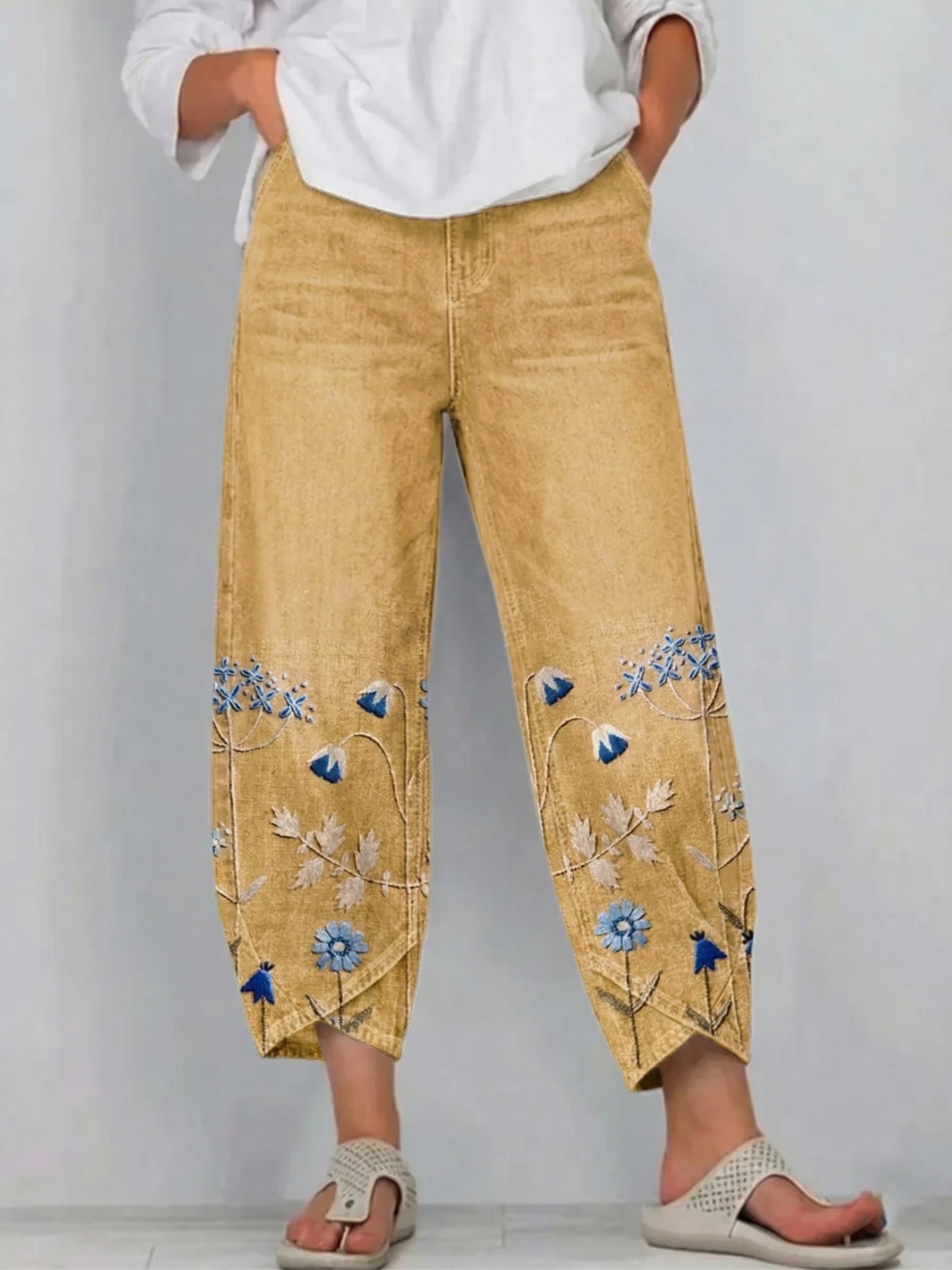 Aven | Pantalones bordados de estilo casual