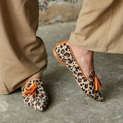 Nerina Mocasines de Leopardo con Borlas