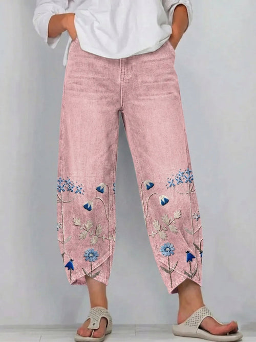 Aven | Pantalones bordados de estilo casual