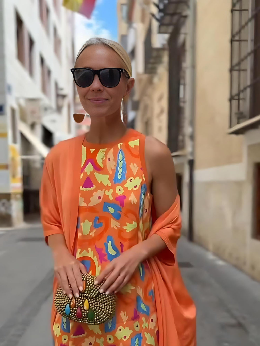 Noa | Conjunto boho de vestido maxi y cárdigan estampado