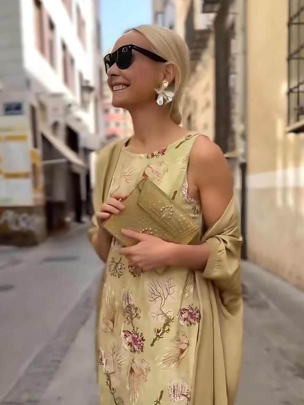 Noa | Conjunto boho de vestido maxi y cárdigan estampado