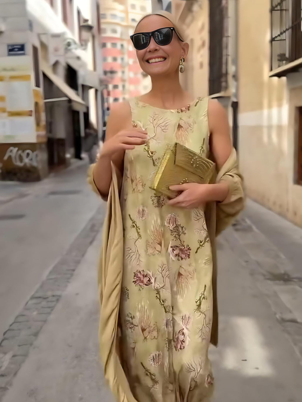 Noa | Conjunto boho de vestido maxi y cárdigan estampado