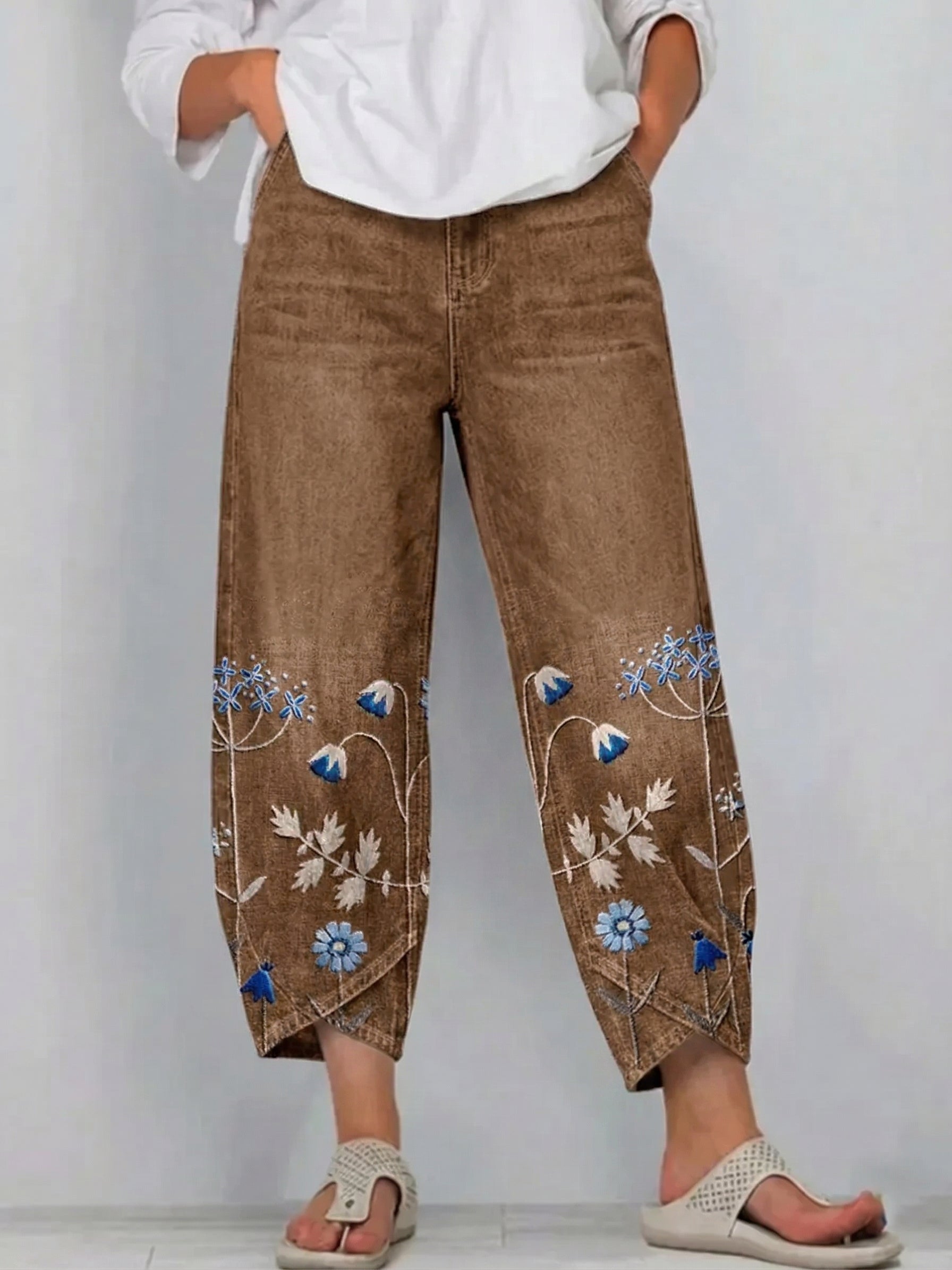 Aven | Pantalones bordados de estilo casual