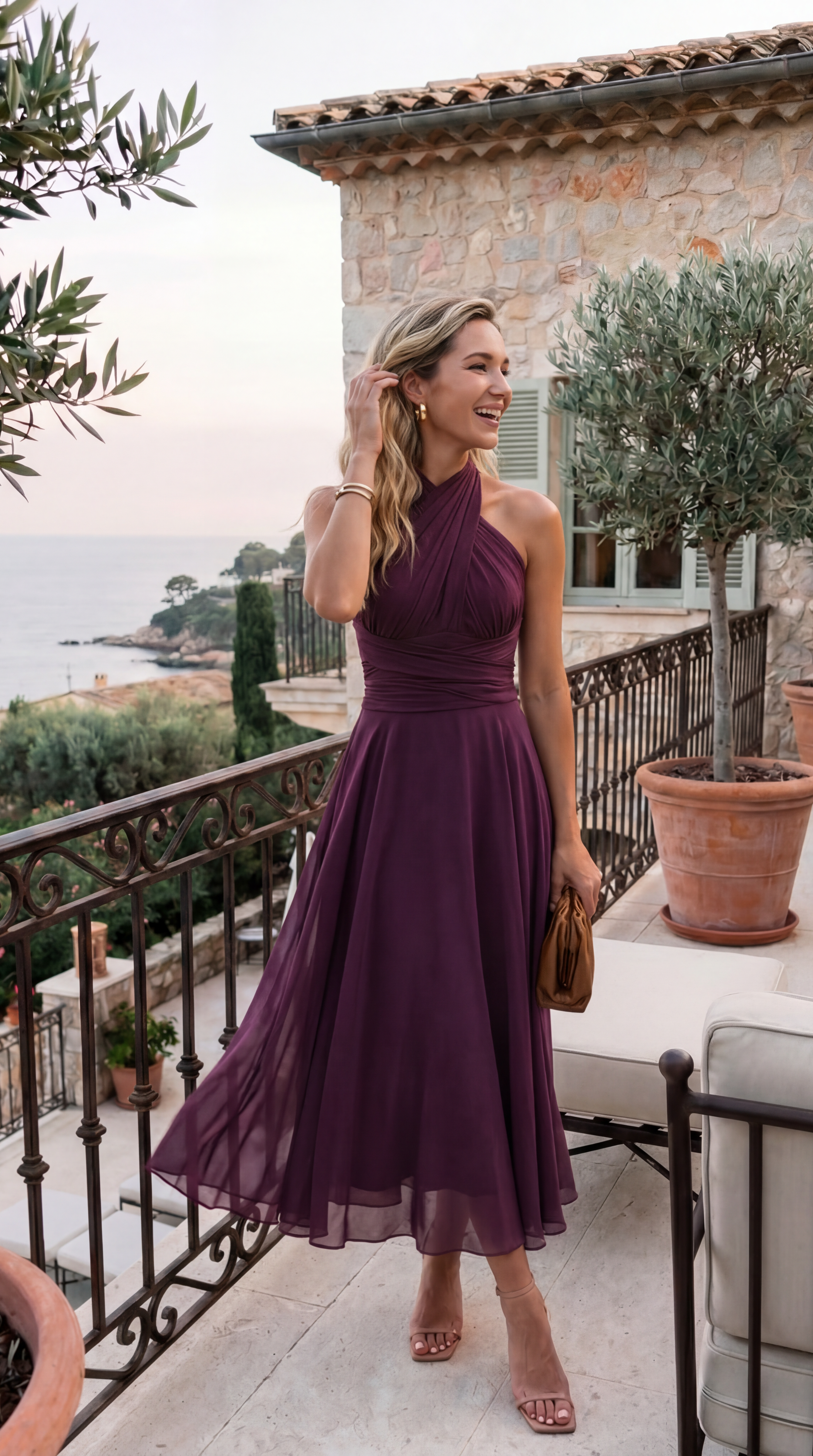 Vestido Gema™ | Azul marino con falda asimétrica y múltiples formas de llevar