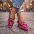 Fiorella Mocasines Fucsia con Estampado Leopardo
