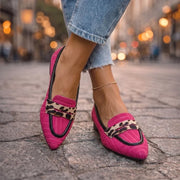 Fiorella Mocasines Fucsia con Estampado Leopardo
